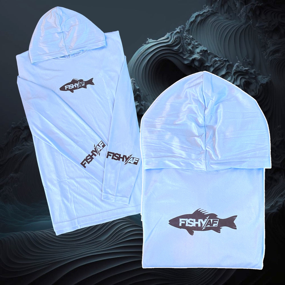 FishyAF Cloud Stalker UPF 50 Performance Hoodie - Sky Blue