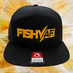 3D FishyAF Logo 7 Panel Flat Brim Snapback - Black