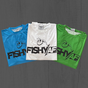 FishyAF Bold Logo Angler UPF 50 Performance Shirt - White