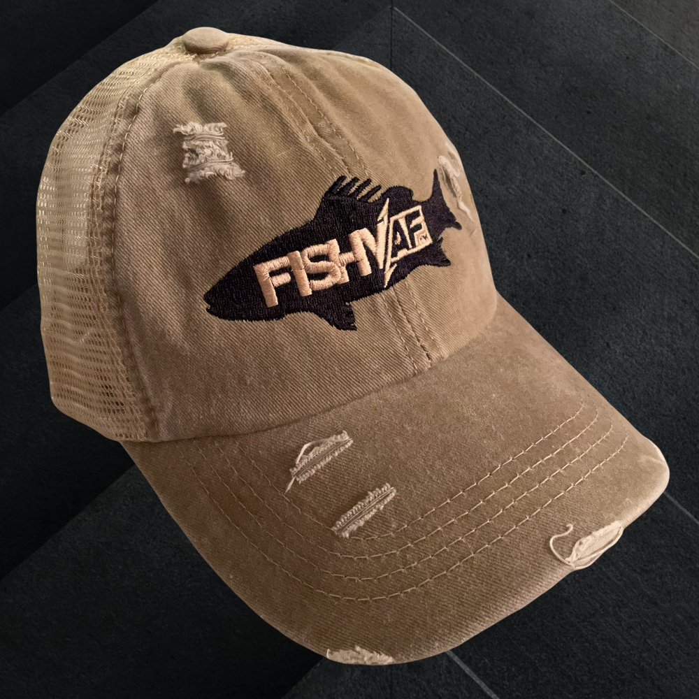 Ladies Silhouette Distressed Ponytail Hat - Khaki