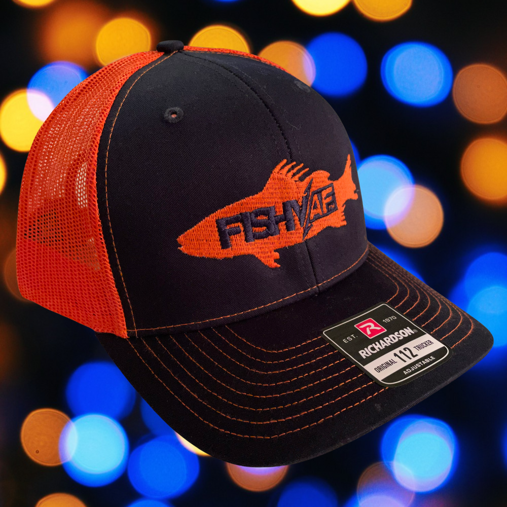 FishyAF Silhouette Snapback - Orange/Navy