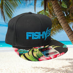 3D FishyAF Logo Flat Brim Snapback - Blue Aloha