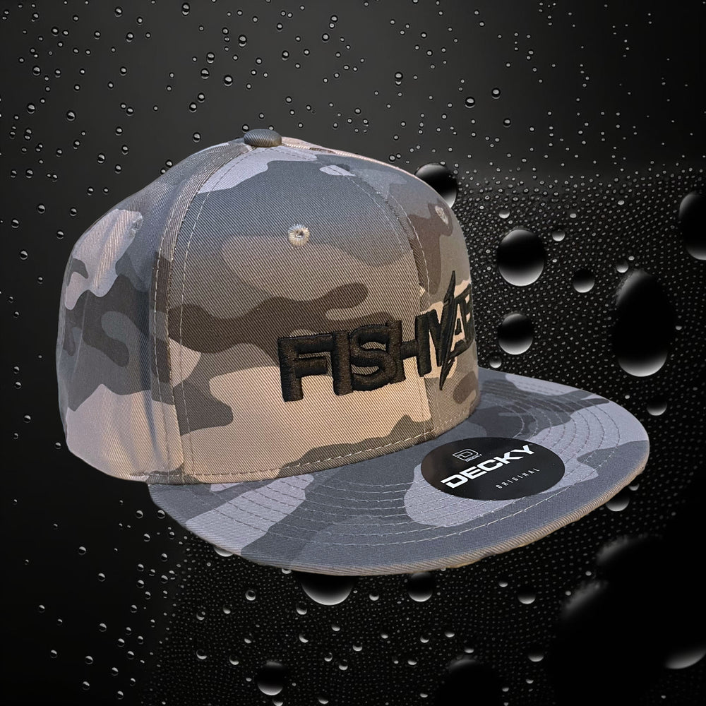 3D FishyAF Logo Flat Brim Snapback - Grey Camo