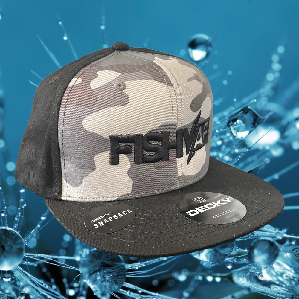 
                      
                        3D FishyAF Logo Flat Brim Snapback - Grey Camo/Black
                      
                    