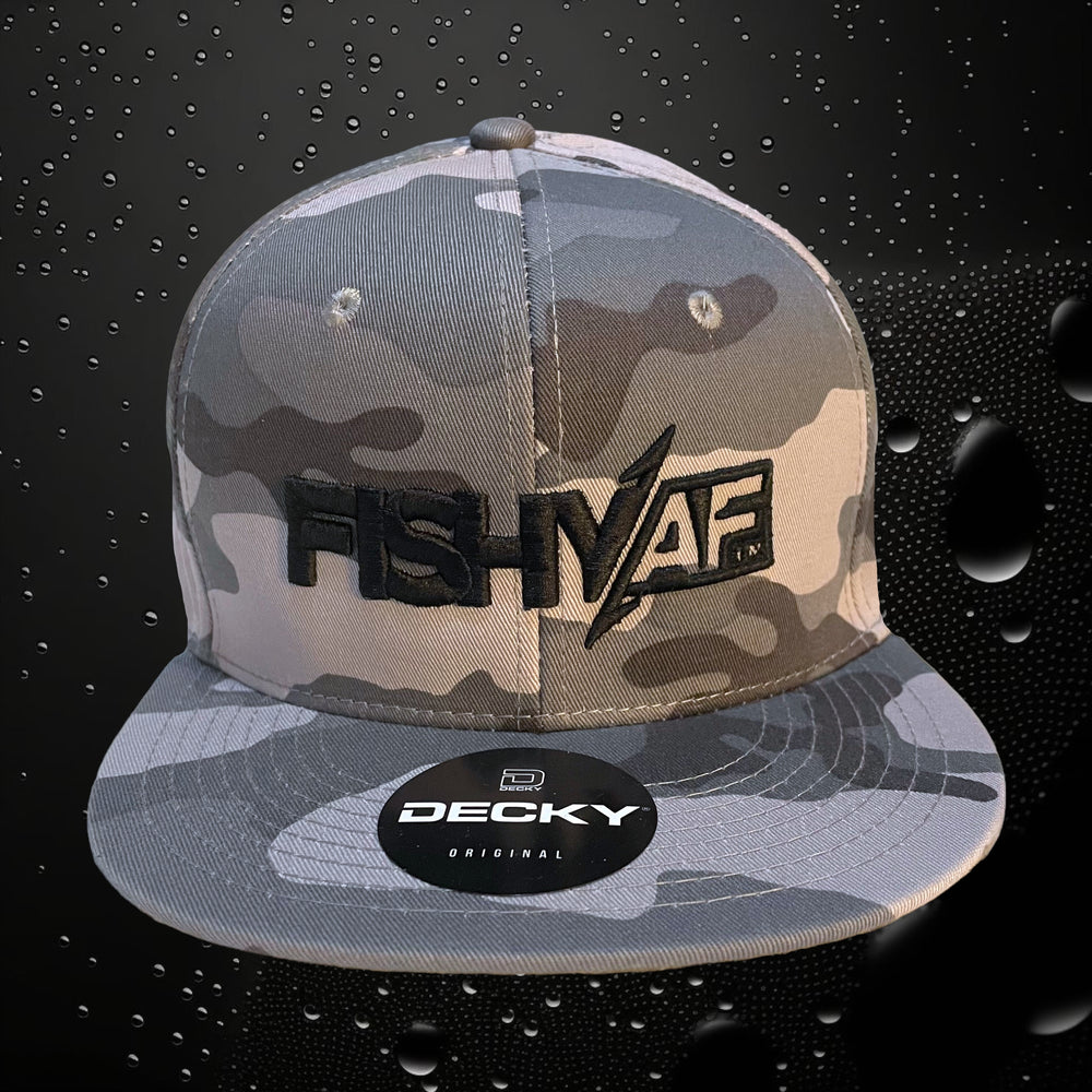 3D FishyAF Logo Flat Brim Snapback - Grey Camo