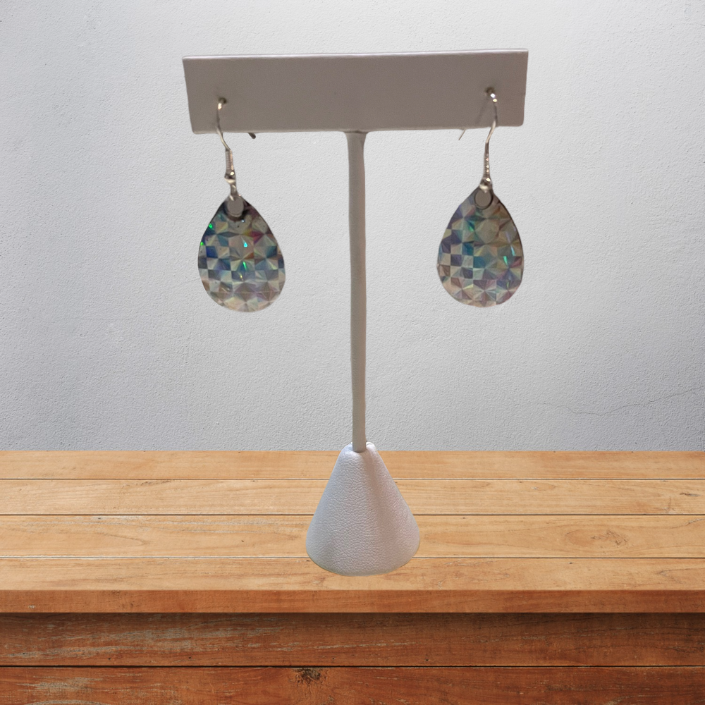 Spinner Blade Earrings - Holo Silver