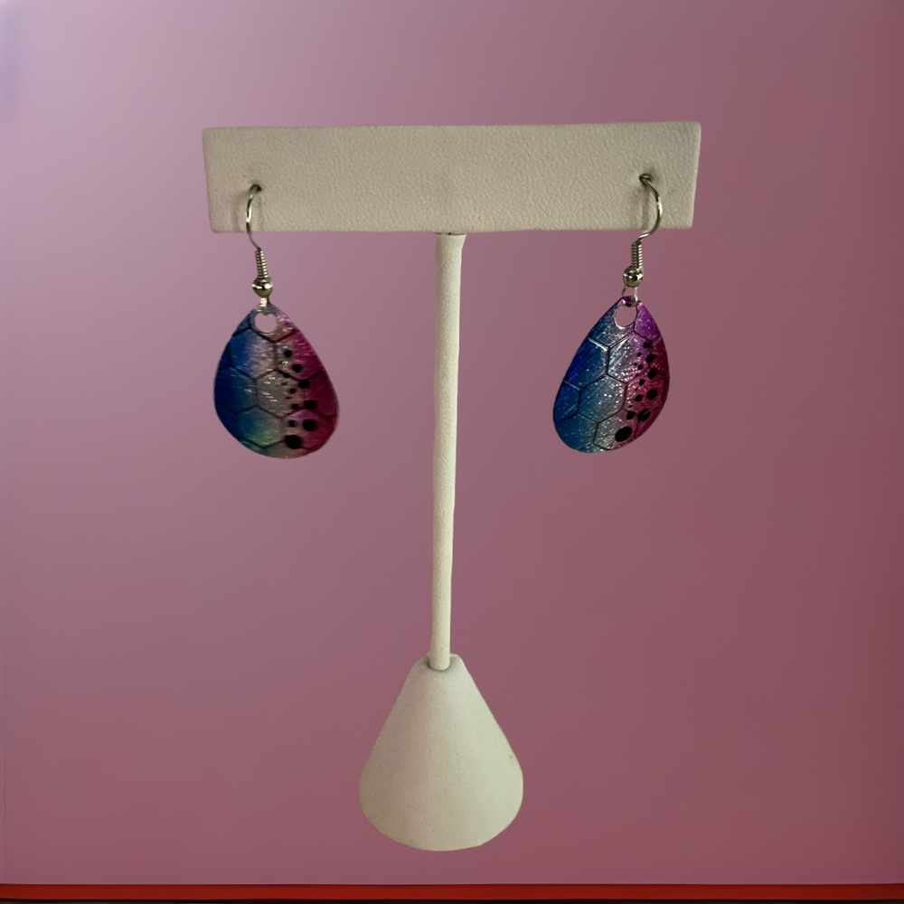 Spinner Blade Earrings - Honeycomb Rainbow