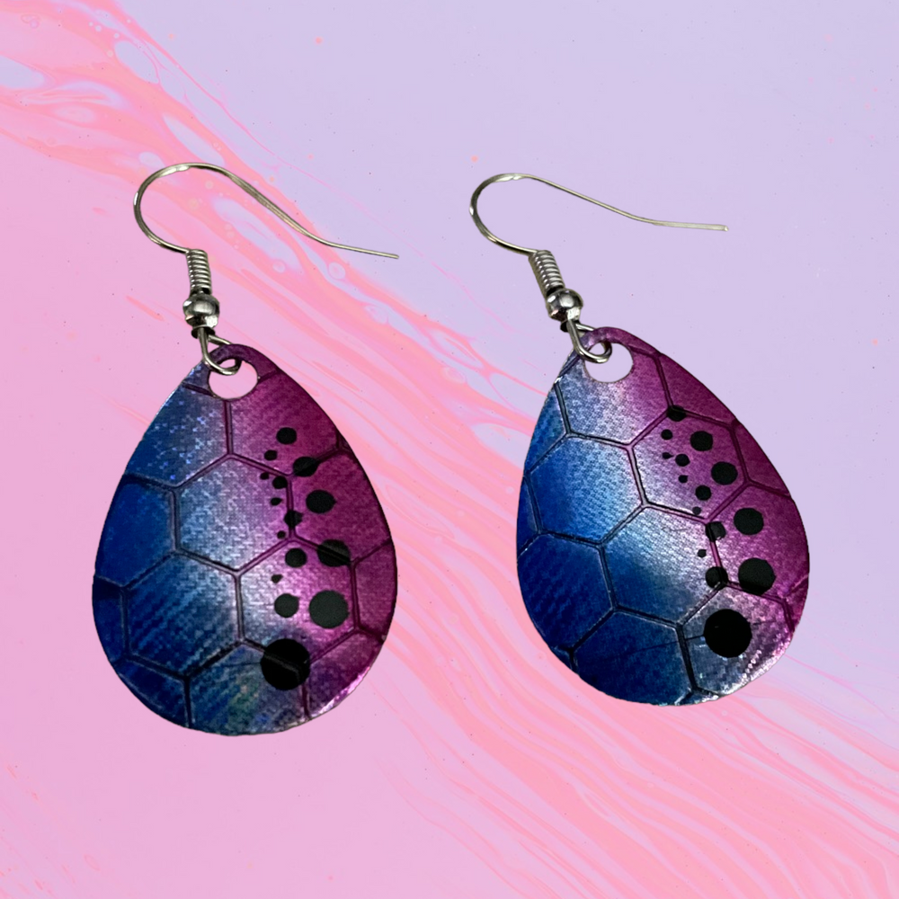 Spinner Blade Earrings - Honeycomb Rainbow