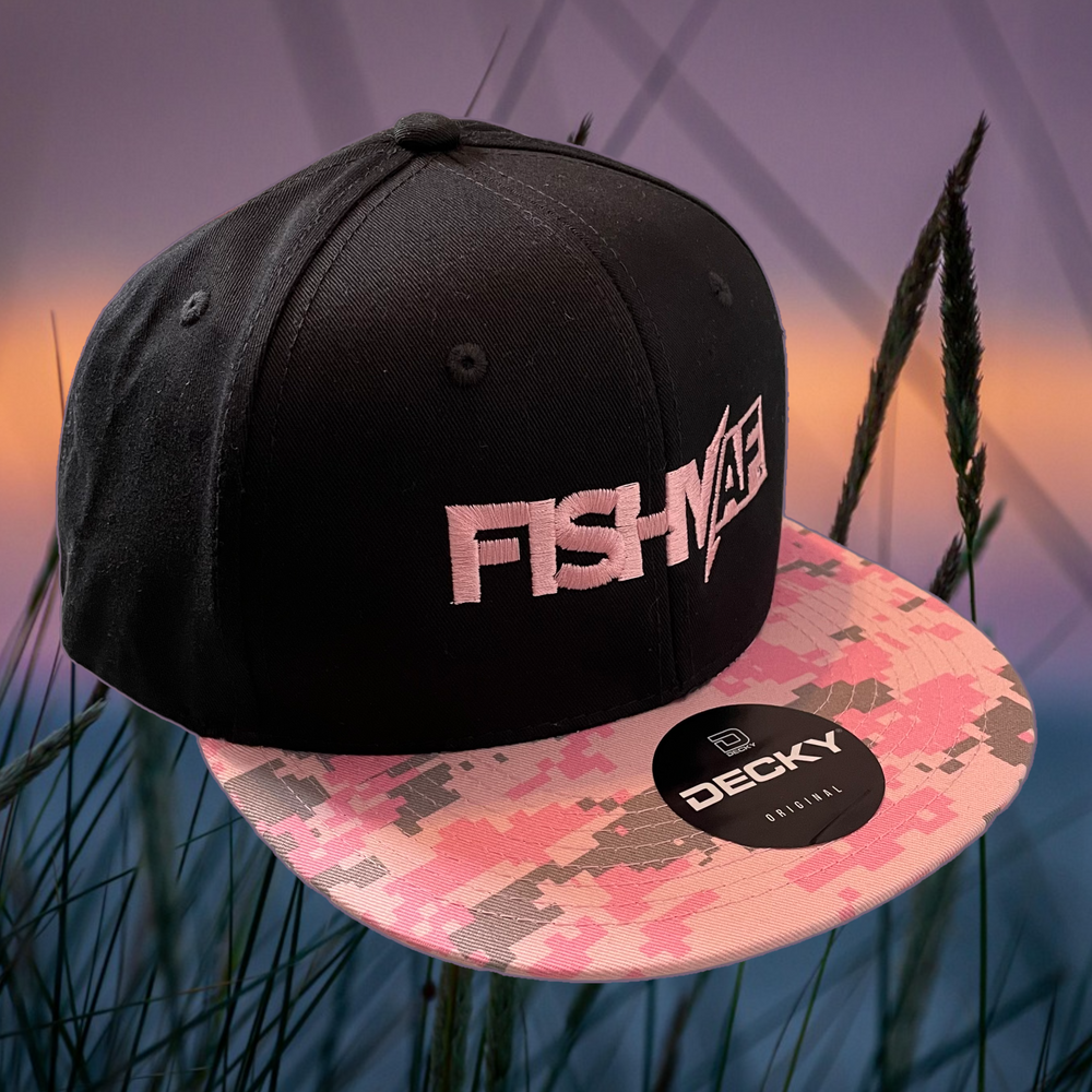 FishyAF Logo Flat Brim Snapback - Digital Pink Camo