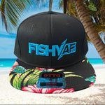 3D FishyAF Logo Flat Brim Snapback - Blue Aloha
