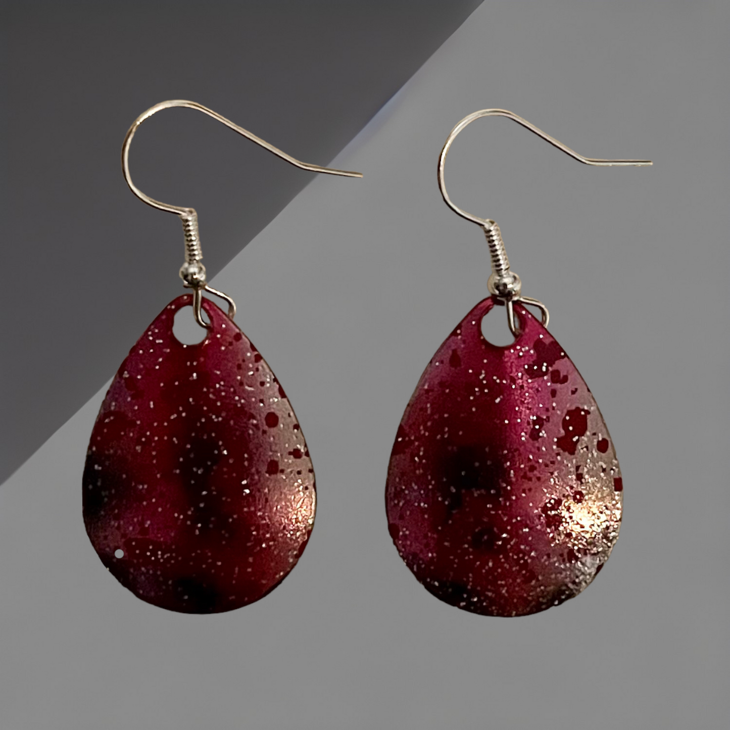 Spinner Blade Earrings - Red Splatter