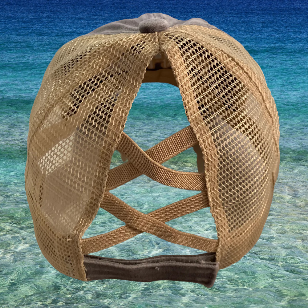 
                      
                        Ladies FishyAF Distressed Ponytail Hat - Khaki/Blue
                      
                    
